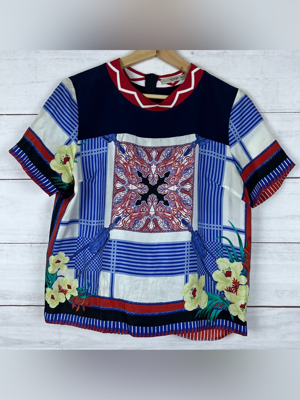 Etro Women’s 100% Silk Top Italy Women’s Size 44 Has Flaw